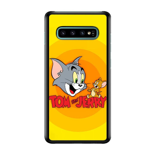 Tom and Jerry Yellow Samsung Galaxy S10 Plus Case-Rubber / Black (2D Case)-Xtracase