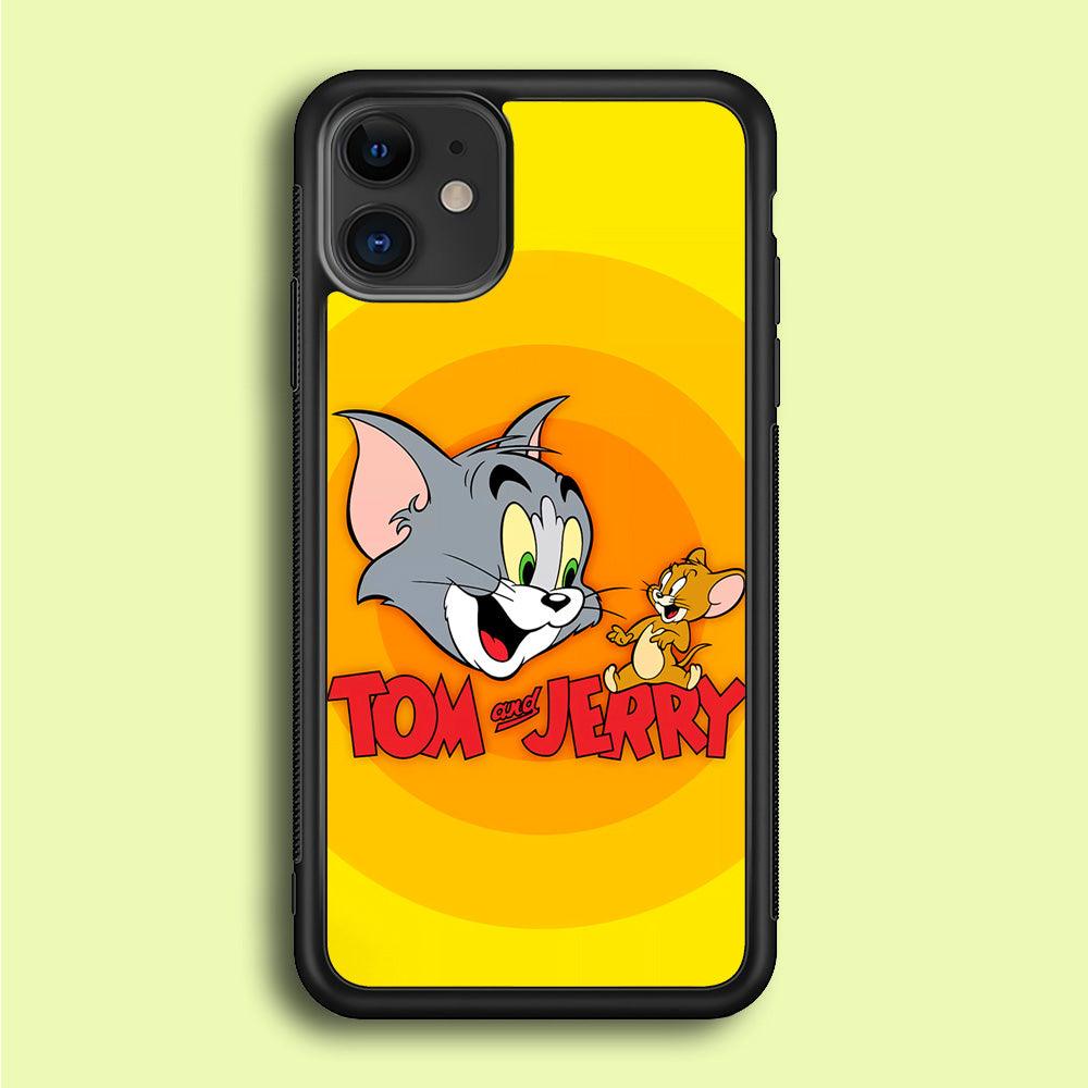 Tom and Jerry Yellow iPhone 12 Case-Rubber / Black (2D Case)-Xtracase