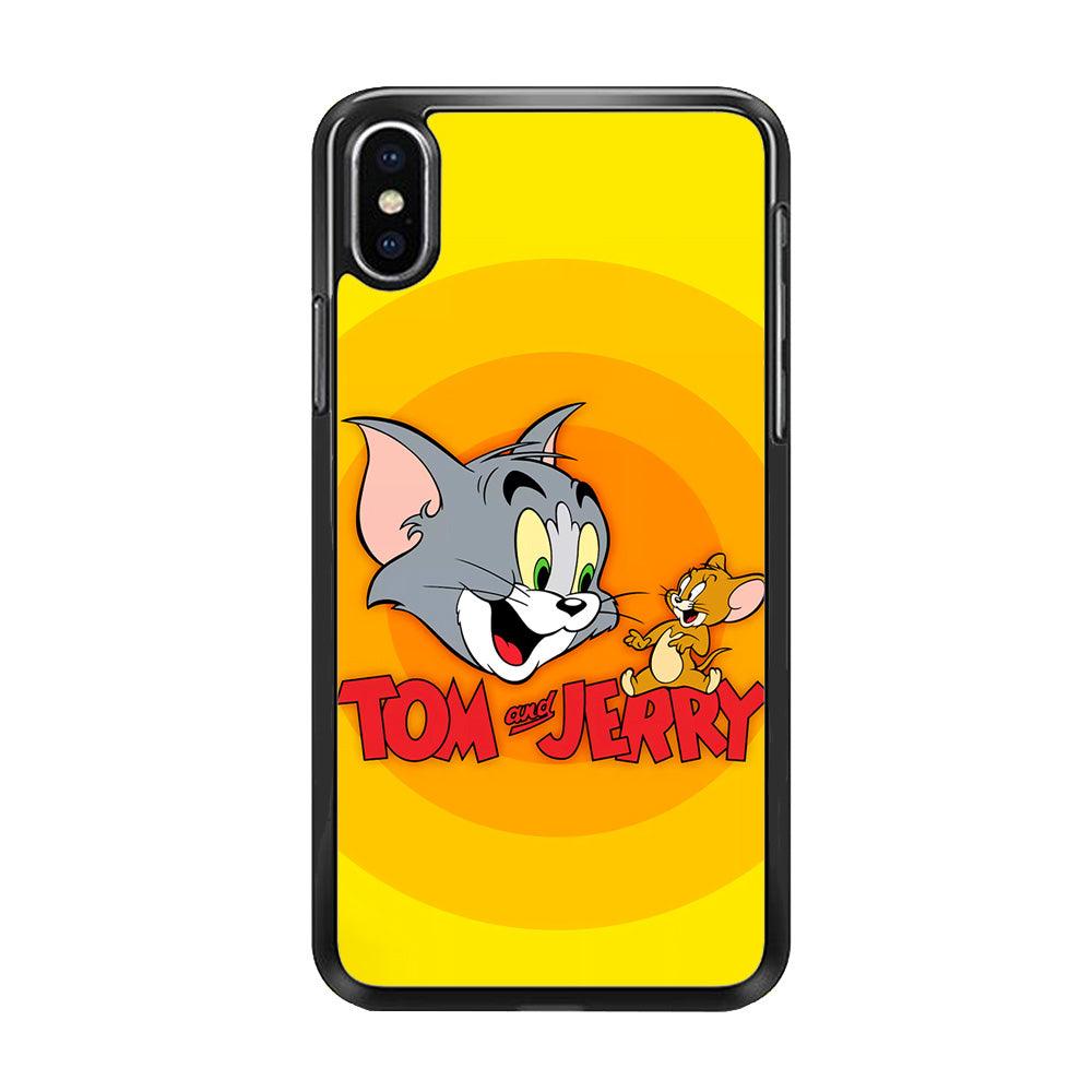 Tom and Jerry Yellow iPhone Xs Case-Rubber / Black (2D Case)-Xtracase