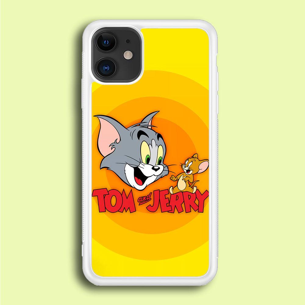 Tom and Jerry Yellow iPhone 12 Case-Rubber / White (2D Case)-Xtracase