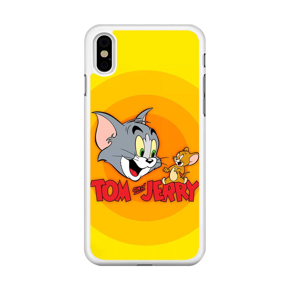 Tom and Jerry Yellow iPhone Xs Case-Rubber / White (2D Case)-Xtracase