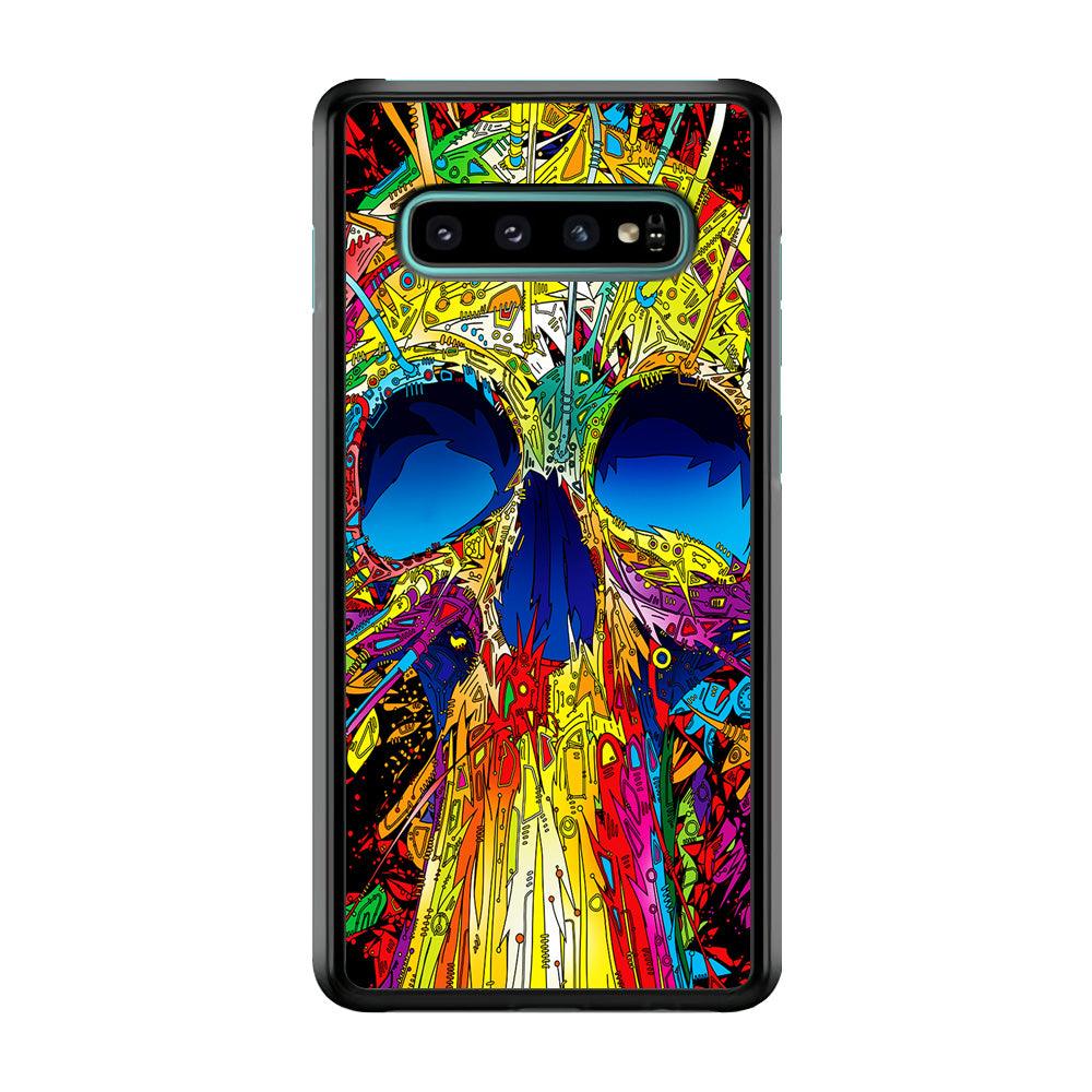 Trippy Skull Abstract Samsung Galaxy S10 Case-Rubber / Black (2D Case)-Xtracase