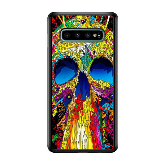 Trippy Skull Abstract Samsung Galaxy S10 Case-Rubber / Black (2D Case)-Xtracase