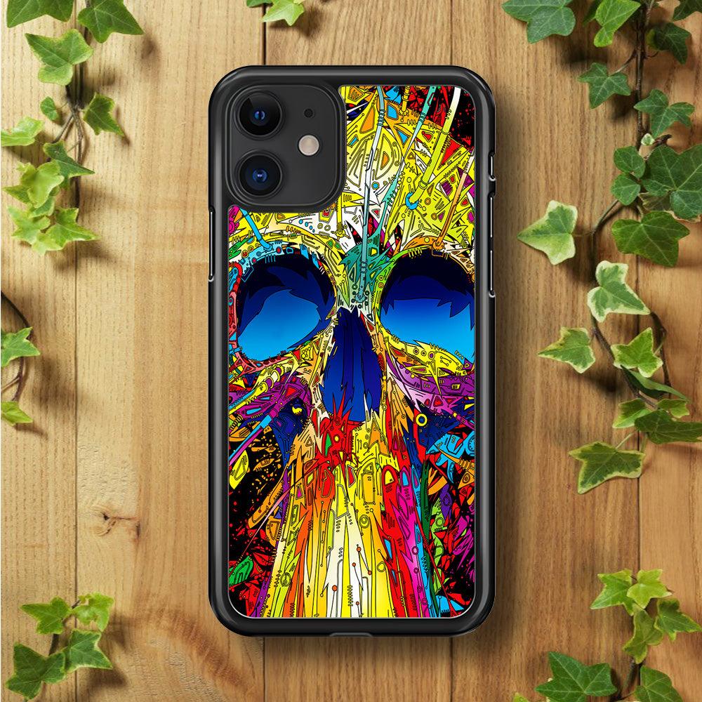 Trippy Skull Abstract iPhone 11 Case-Rubber / Black (2D Case)-Xtracase