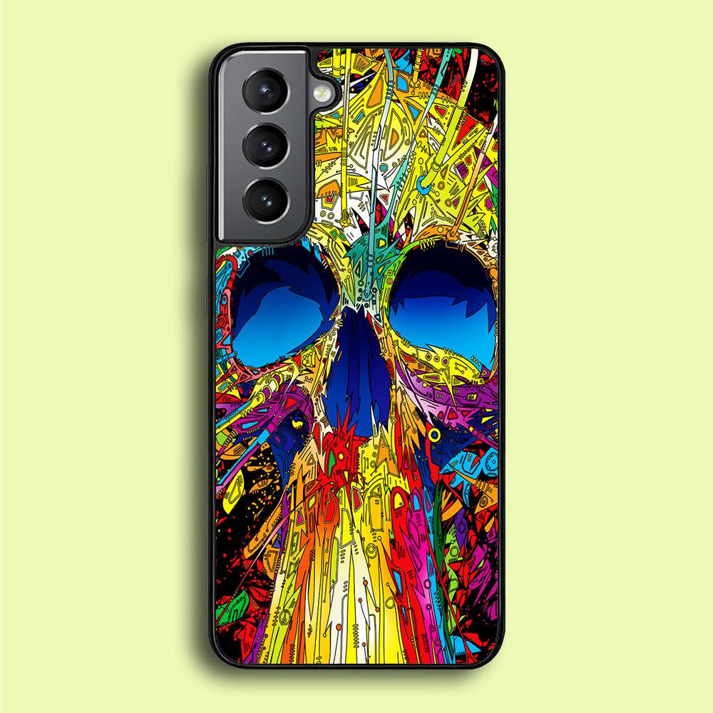 Trippy Skull Abstract Samsung Galaxy S21 Plus Case-Rubber / Black (2D Case)-Xtracase