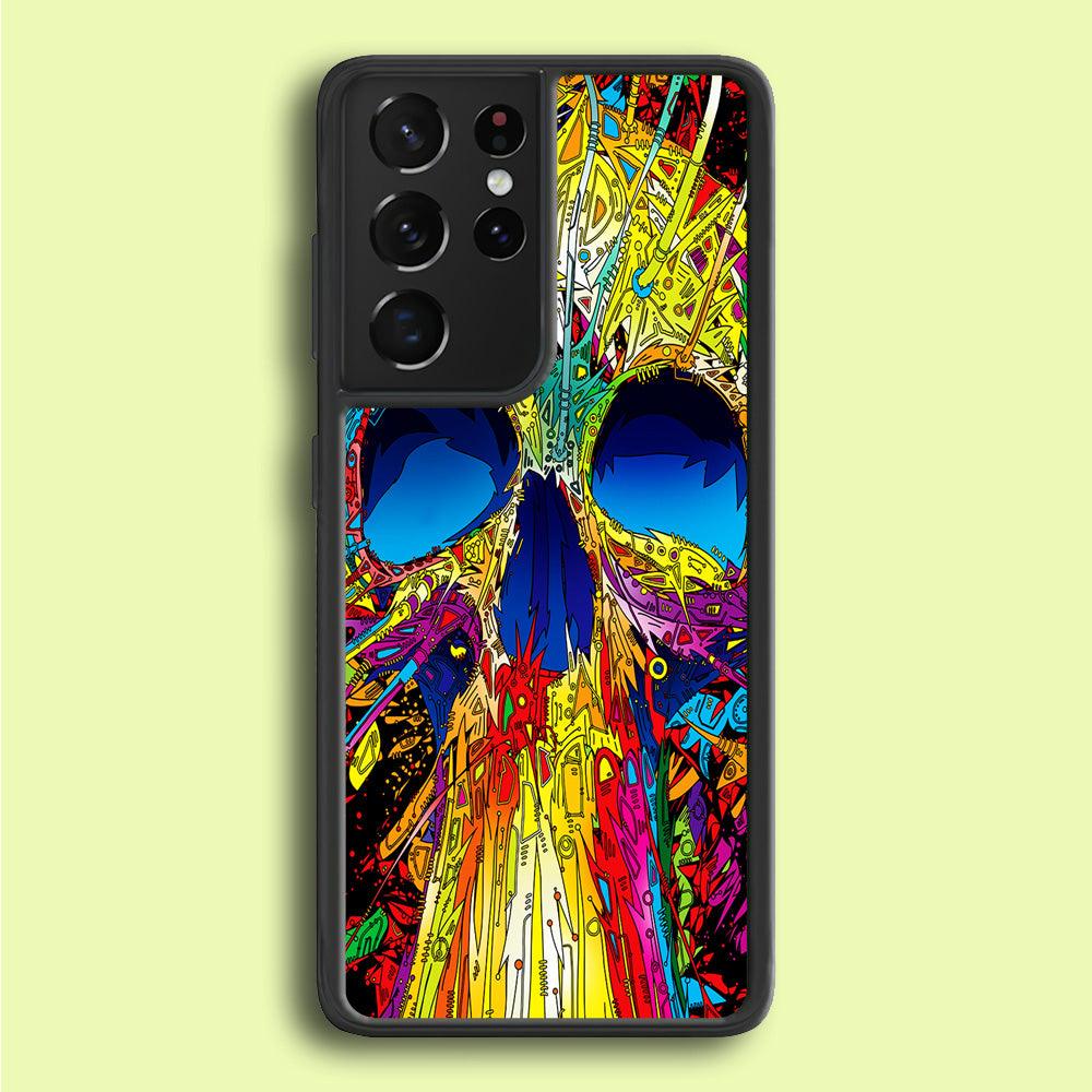 Trippy Skull Abstract Samsung Galaxy S25 Ultra Case-Rubber / White (2D Case)-Xtracase