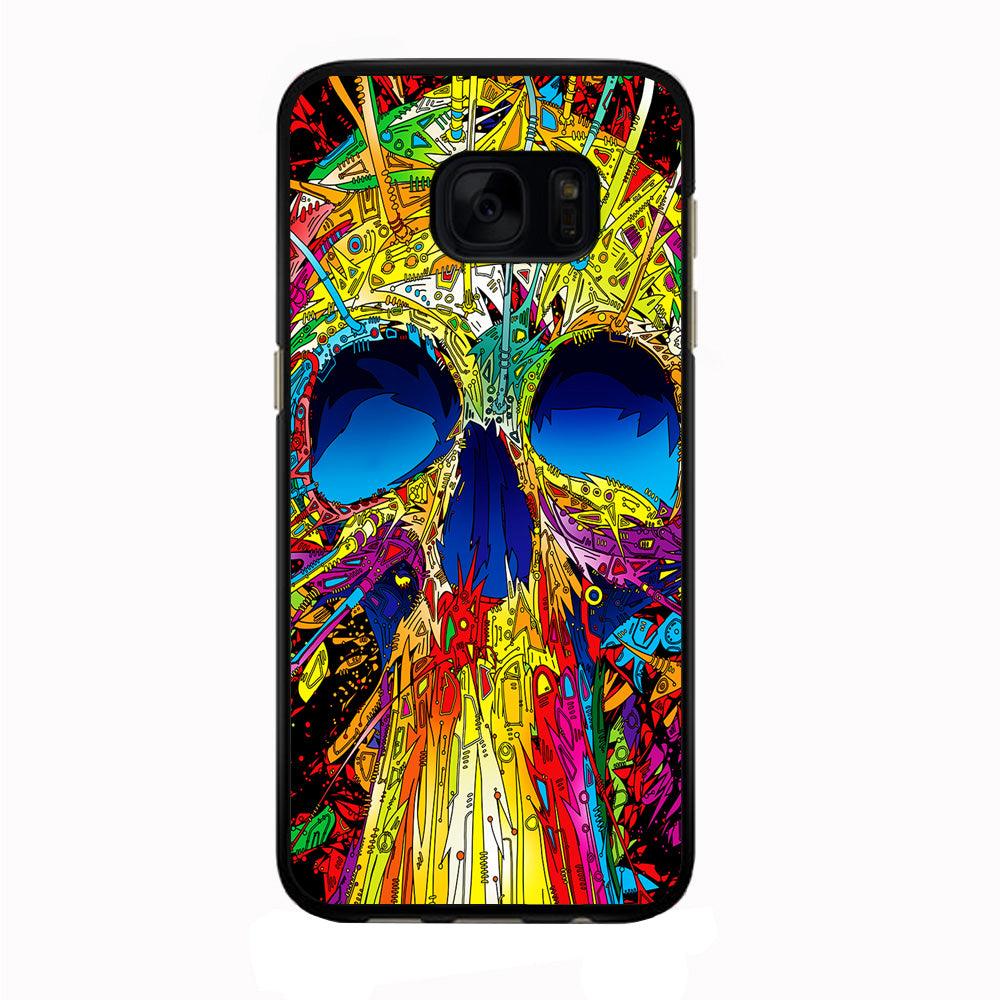 Trippy Skull Abstract Samsung Galaxy S7 Edge Case-Rubber / Black (2D Case)-Xtracase