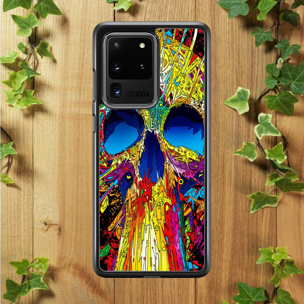 Trippy Skull Abstract Samsung Galaxy S20 Ultra Case-Rubber / Black (2D Case)-Xtracase