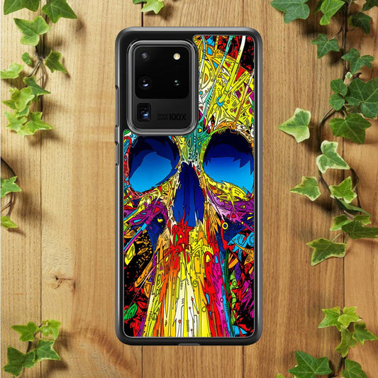 Trippy Skull Abstract Samsung Galaxy S20 Ultra Case-Rubber / Black (2D Case)-Xtracase