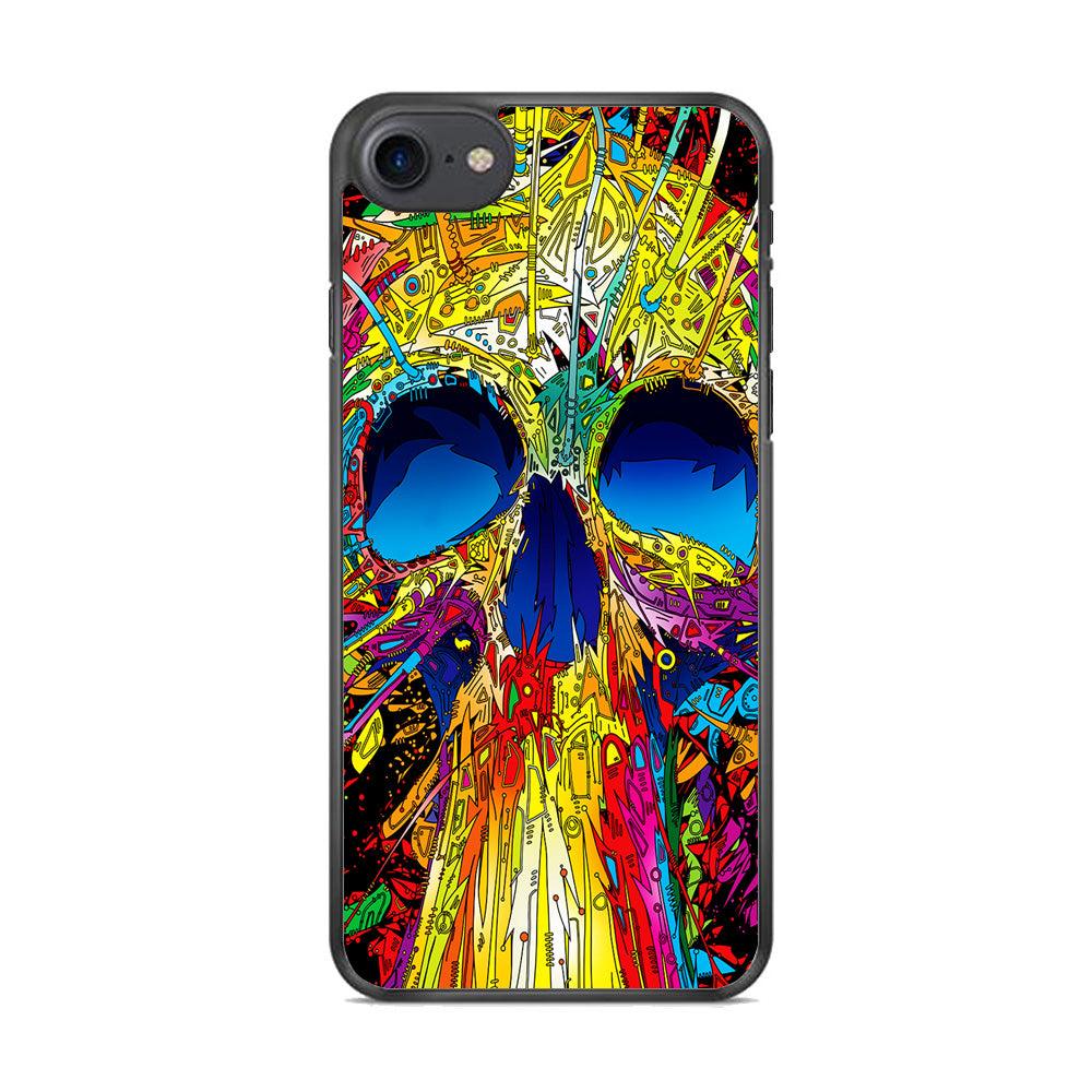Trippy Skull Abstract iPhone 7 Case-Rubber / Black (2D Case)-Xtracase