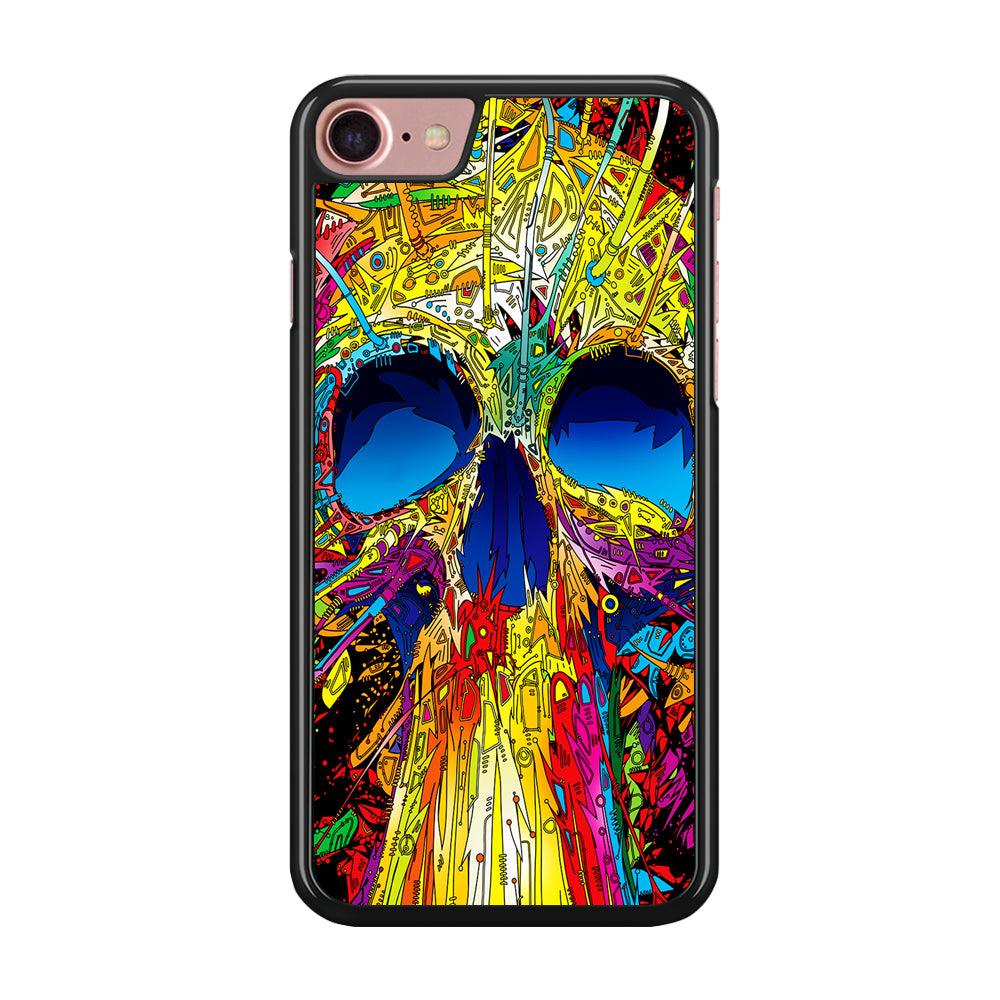 Trippy Skull Abstract iPhone SE 2020 Case-Rubber / Black (2D Case)-Xtracase