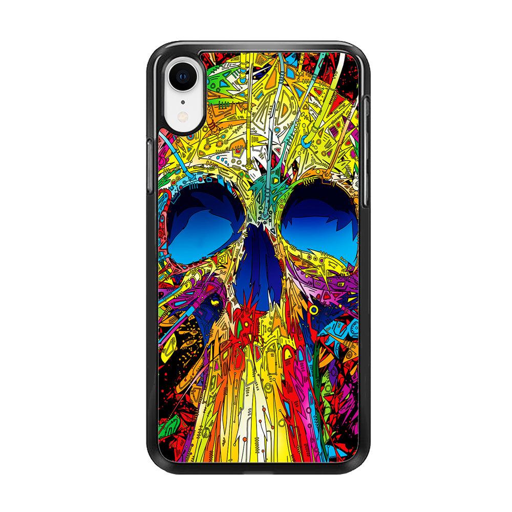 Trippy Skull Abstract iPhone XR Case-Rubber / Black (2D Case)-Xtracase
