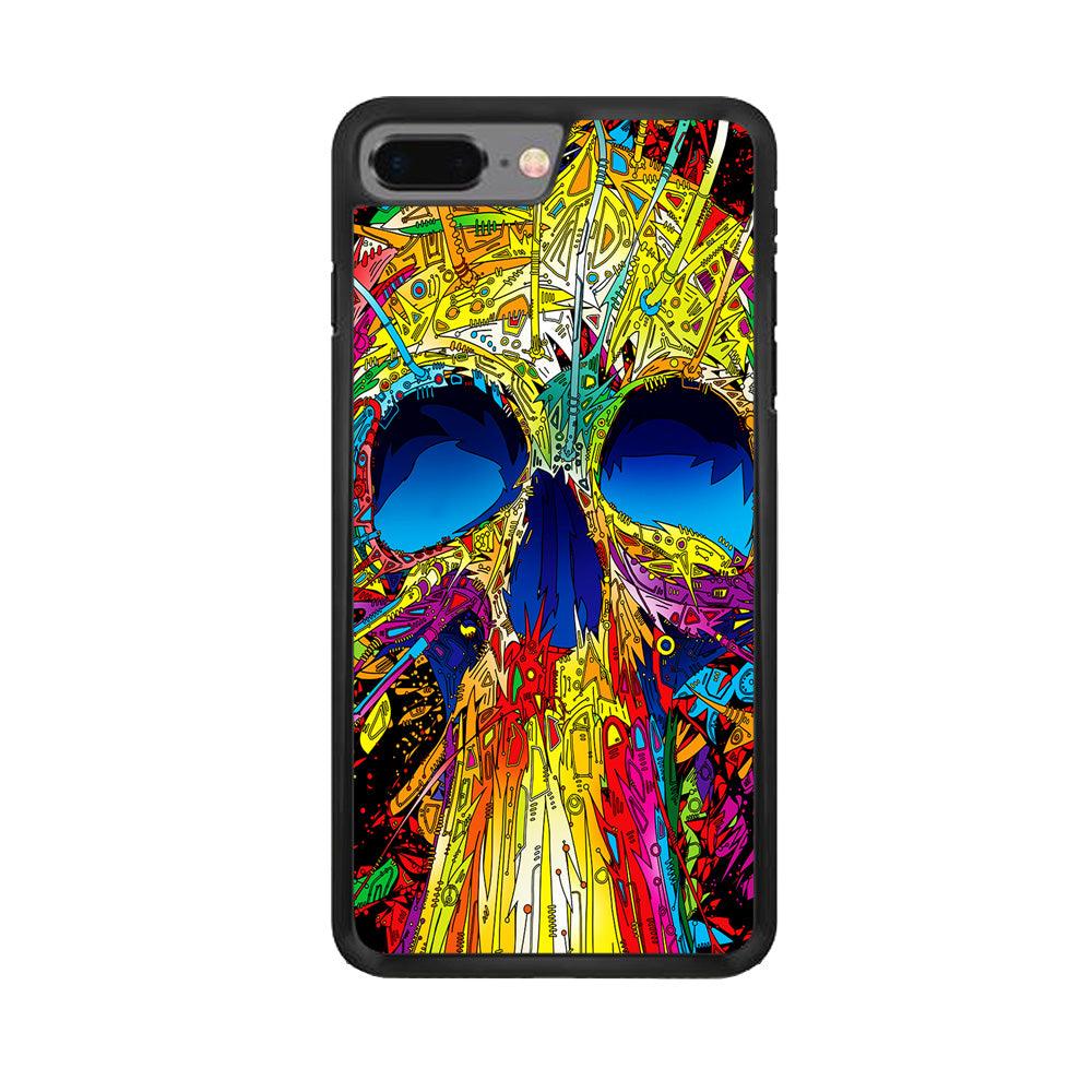 Trippy Skull Abstract iPhone 8 Plus Case-Rubber / Black (2D Case)-Xtracase