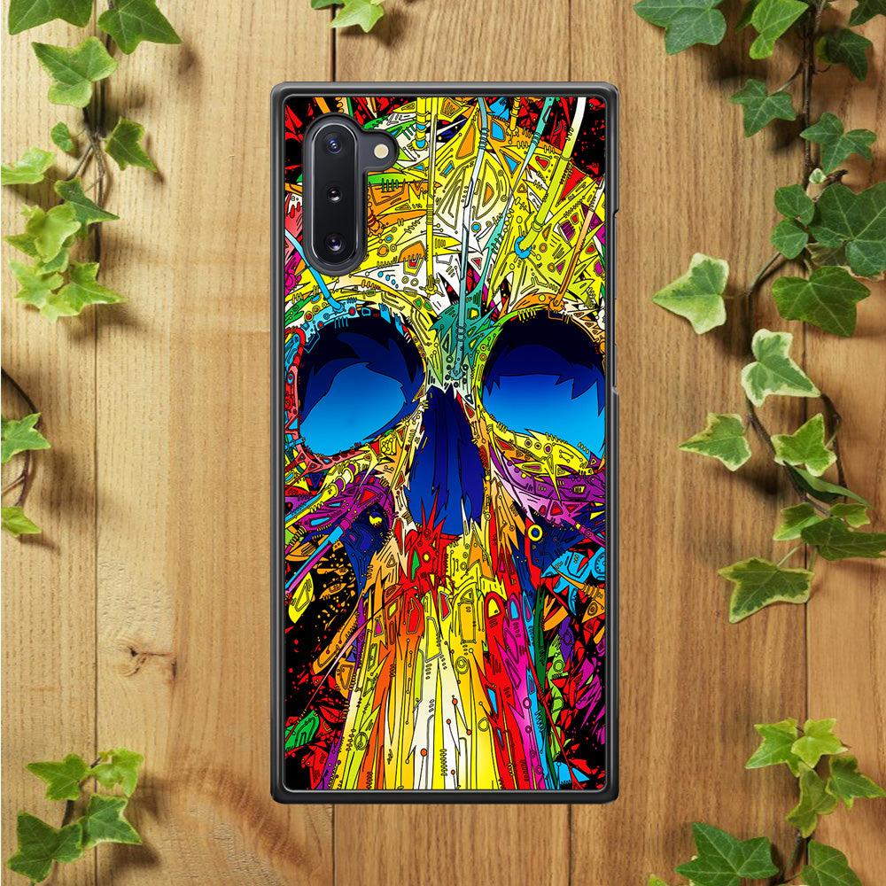 Trippy Skull Abstract Samsung Galaxy Note 10 Case-Rubber / White (2D Case)-Xtracase