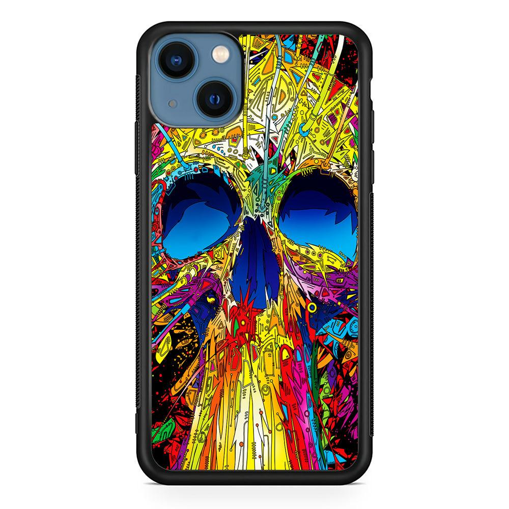 Trippy Skull Abstract iPhone 13 Case-Rubber / Black (2D Case)-Xtracase