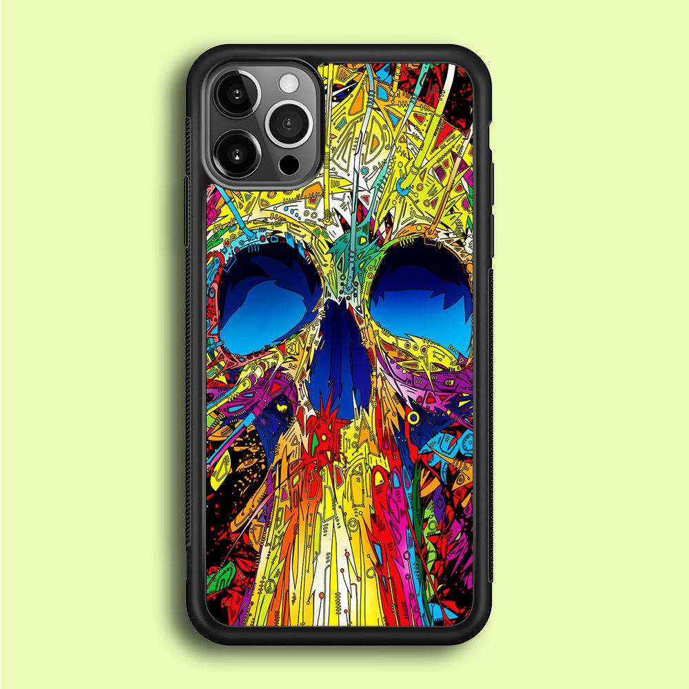 Trippy Skull Abstract iPhone 12 Pro Case-Rubber / Black (2D Case)-Xtracase