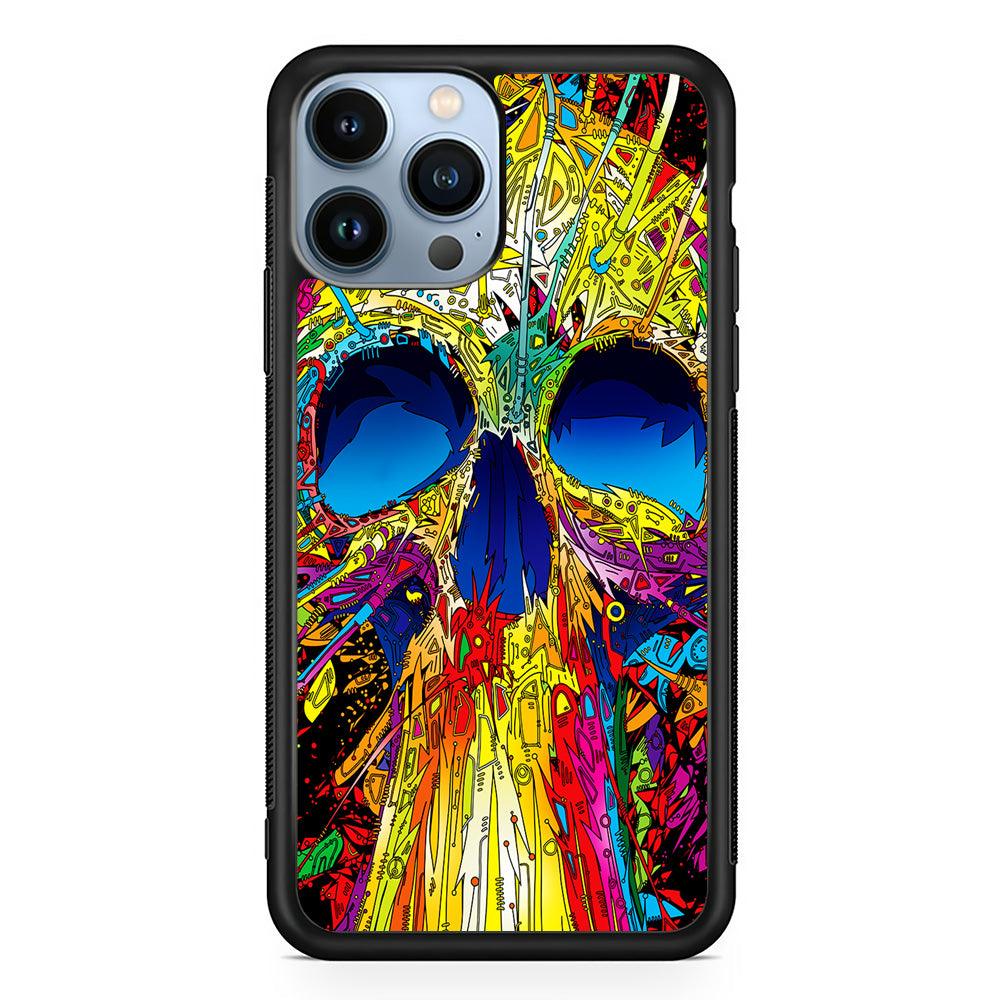 Trippy Skull Abstract iPhone 13 Pro Case-Rubber / Black (2D Case)-Xtracase