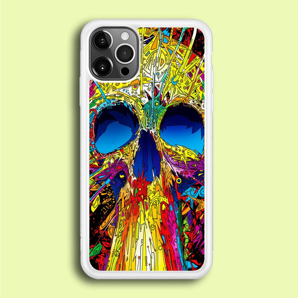 Trippy Skull Abstract iPhone 12 Pro Case-Rubber / White (2D Case)-Xtracase