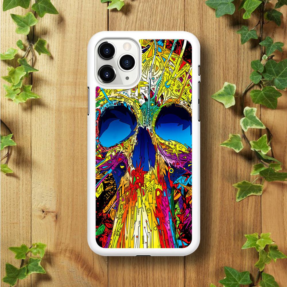 Trippy Skull Abstract iPhone 11 Pro Max Case-Rubber / White (2D Case)-Xtracase