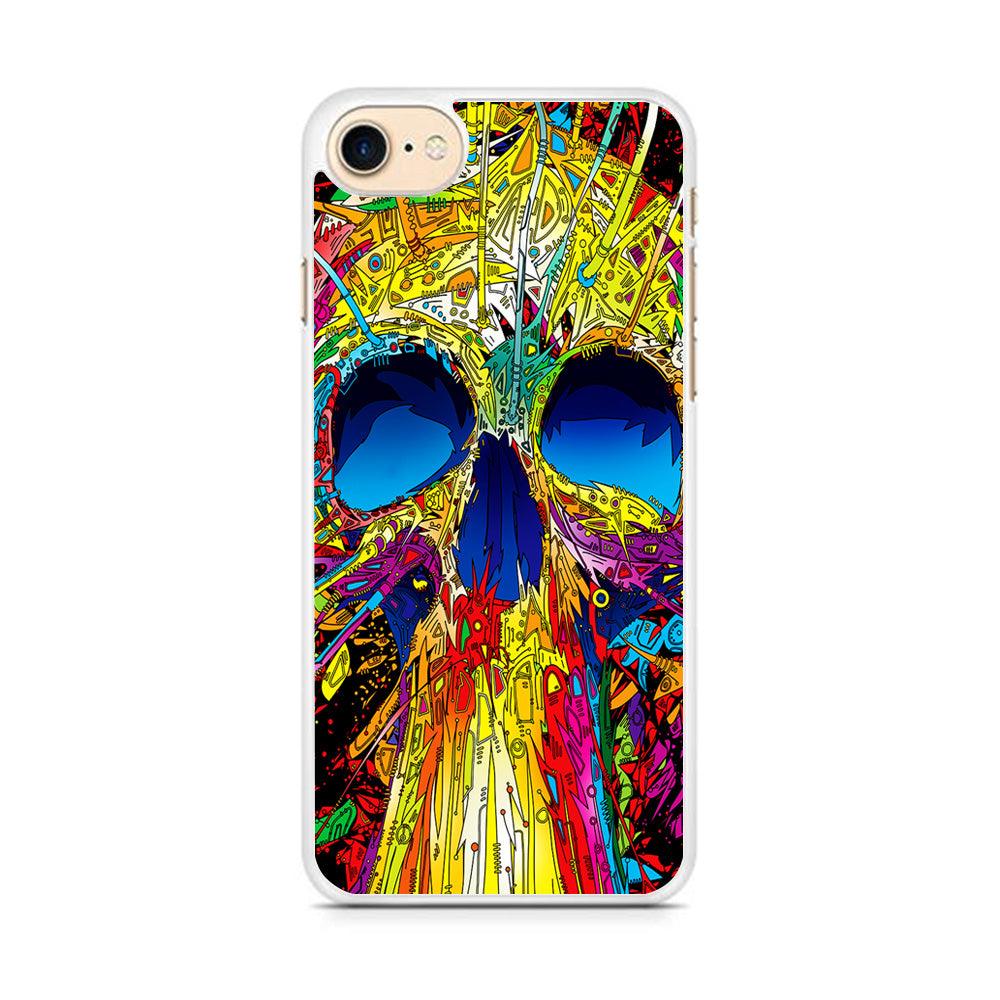 Trippy Skull Abstract iPhone 7 Case-Rubber / White (2D Case)-Xtracase