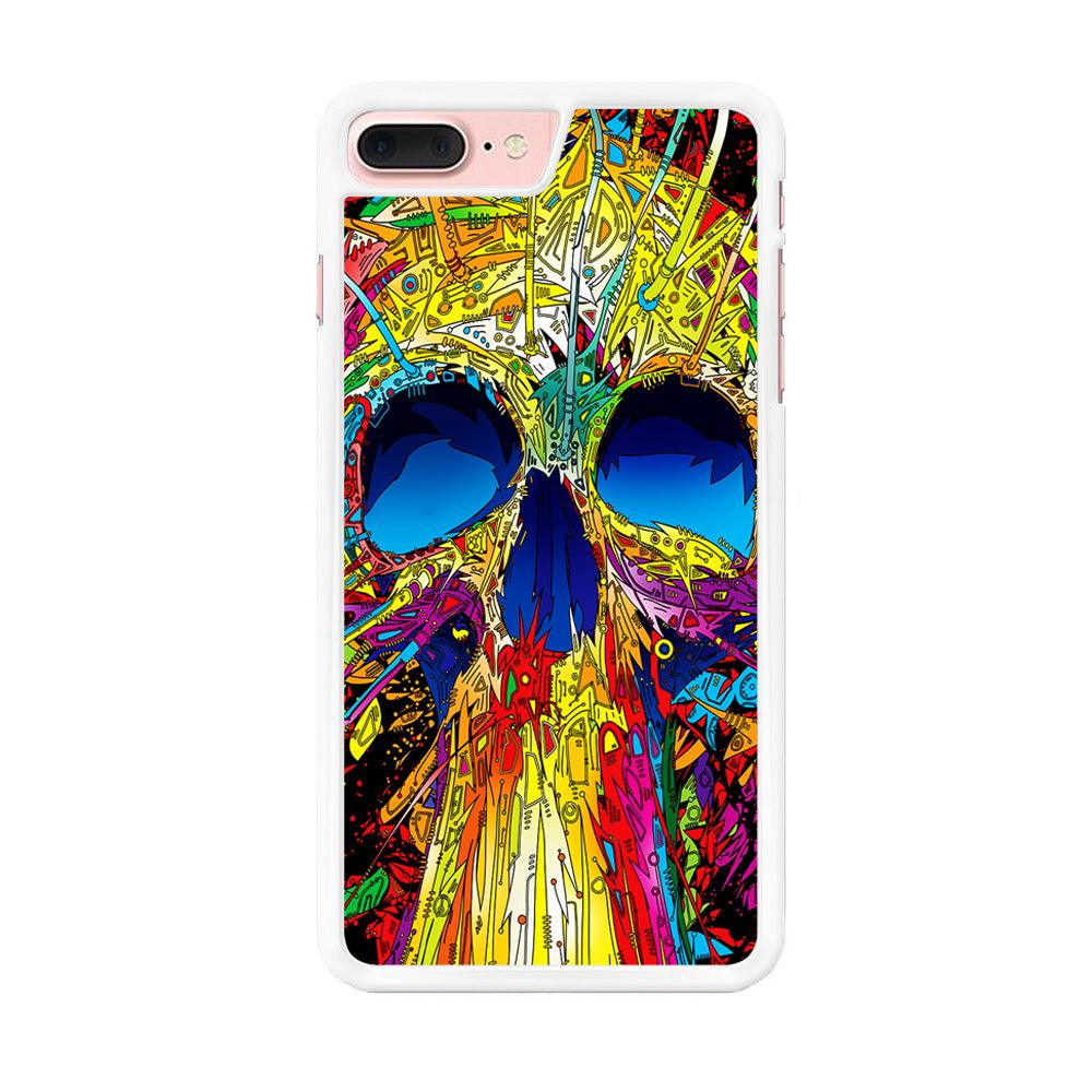 Trippy Skull Abstract iPhone 7 Plus Case-Rubber / White (2D Case)-Xtracase