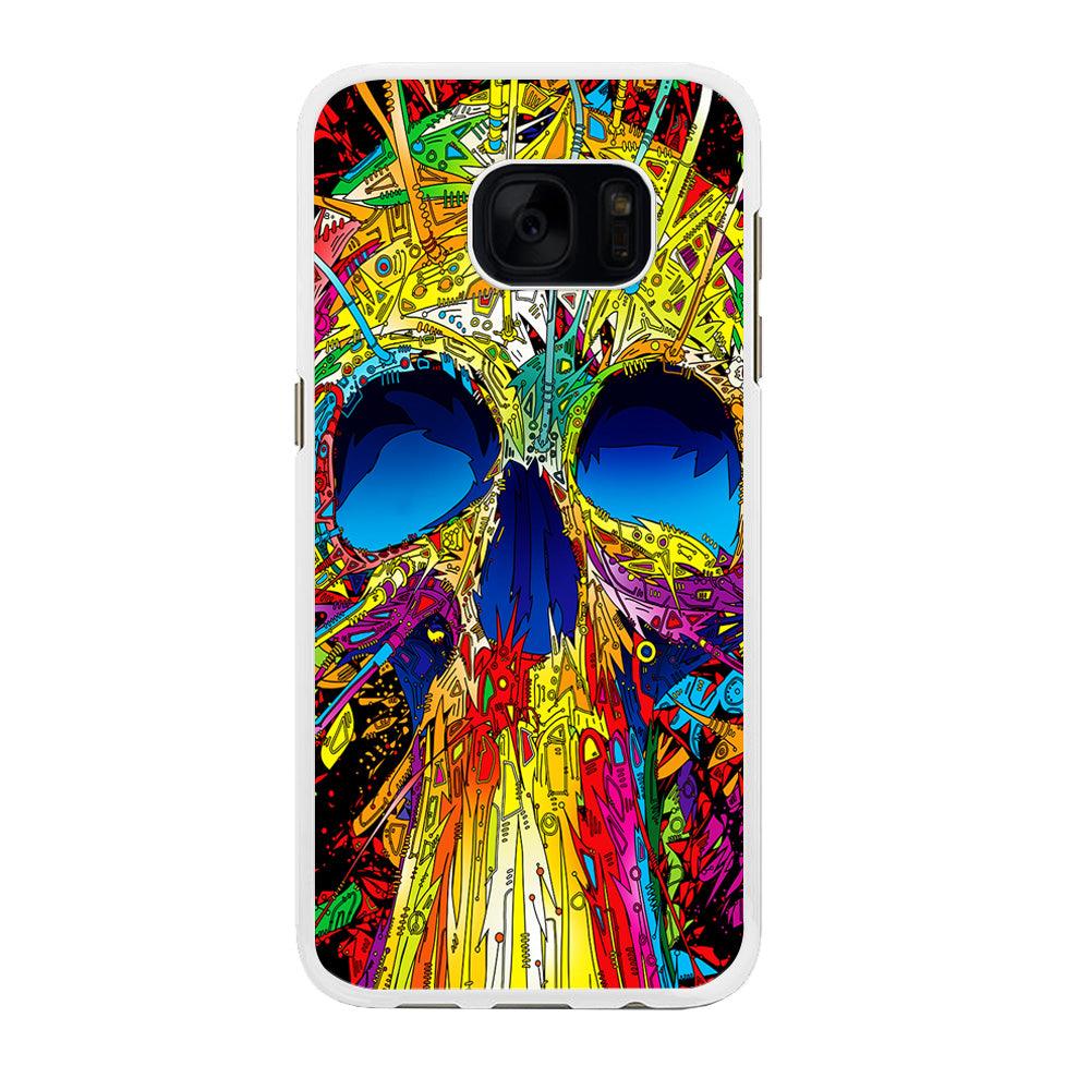 Trippy Skull Abstract Samsung Galaxy S7 Edge Case-Rubber / White (2D Case)-Xtracase