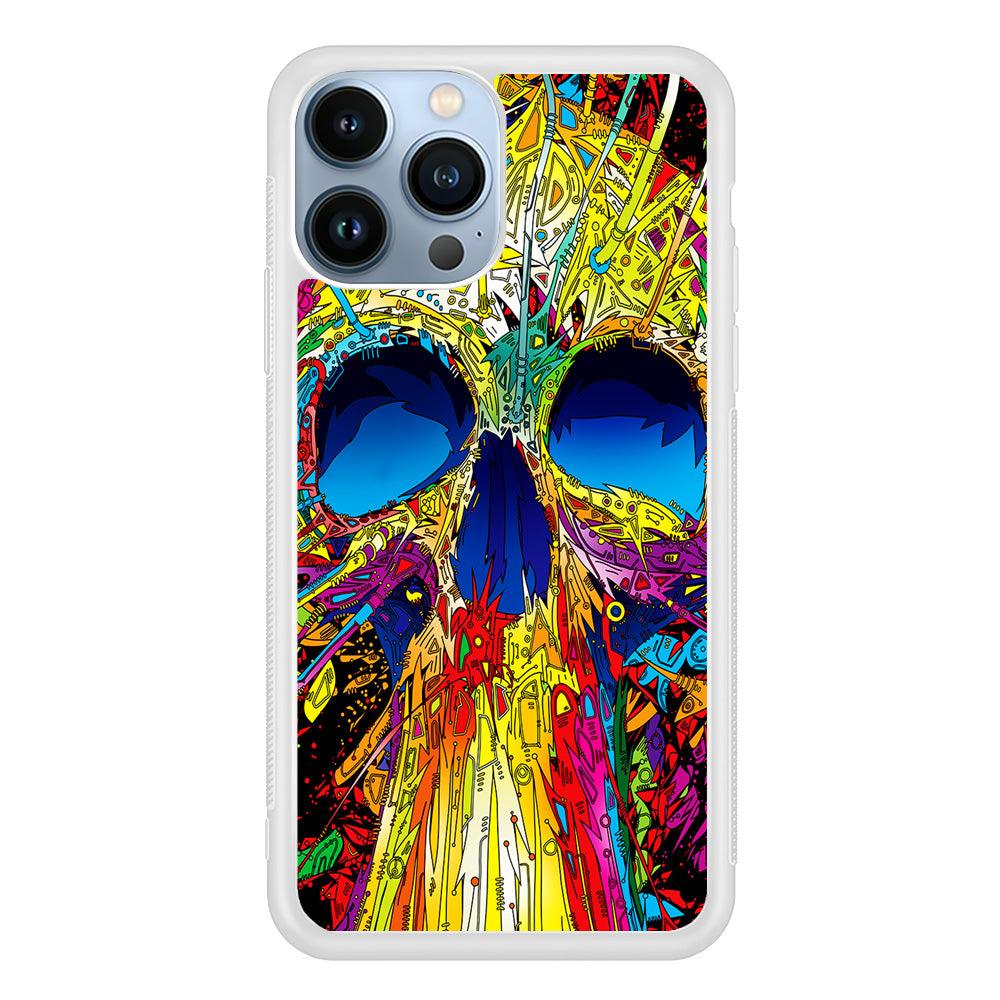 Trippy Skull Abstract iPhone 13 Pro Case-Rubber / White (2D Case)-Xtracase