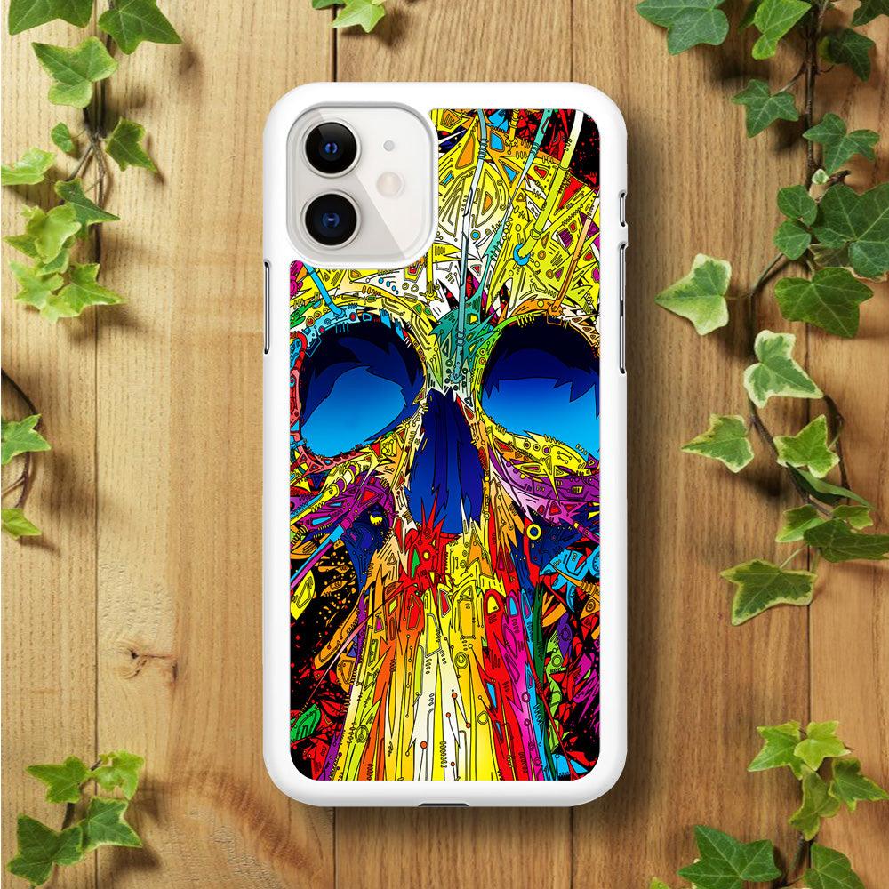 Trippy Skull Abstract iPhone 11 Case-Rubber / White (2D Case)-Xtracase