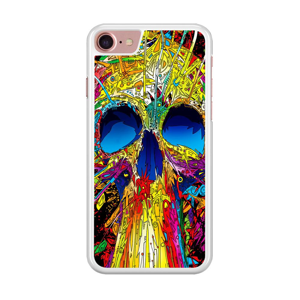 Trippy Skull Abstract iPhone SE 2020 Case-Rubber / White (2D Case)-Xtracase