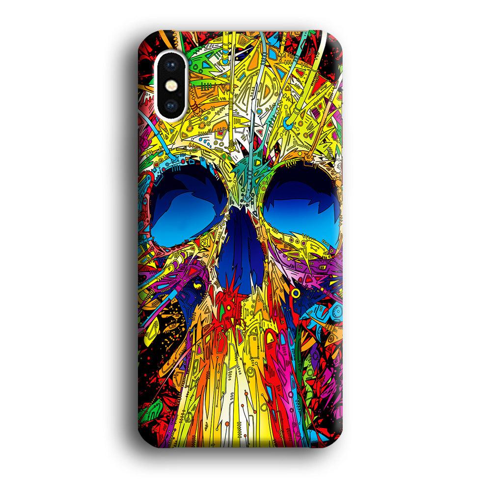 Trippy Skull Abstract iPhone Xs Case-Plastic / Full Wrap (3D Case)-Xtracase