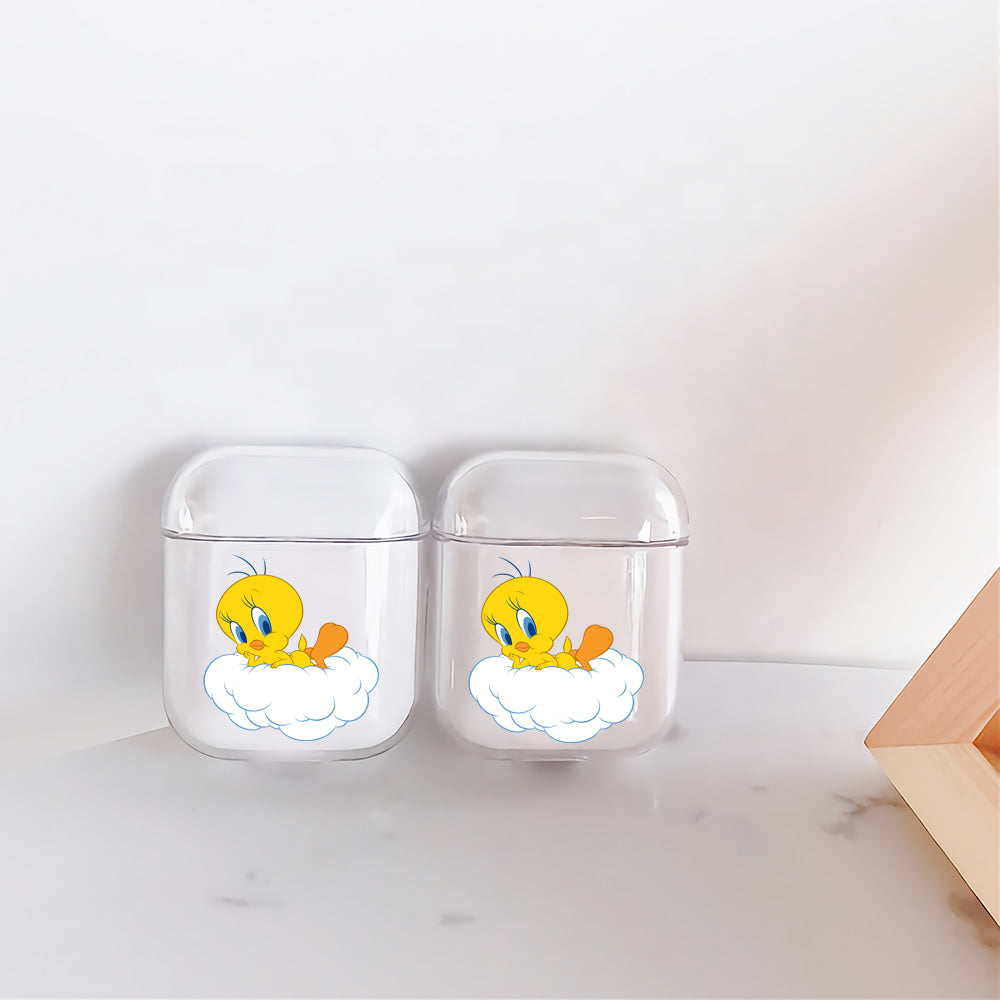 Tweety Cartoon Hard Plastic Protective Clear Case Cover For Apple Airpods