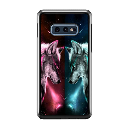Two Wolf Red Blue Galaxy Samsung Galaxy S10E Case-Plastic / Full Wrap (3D Case)-Xtracase