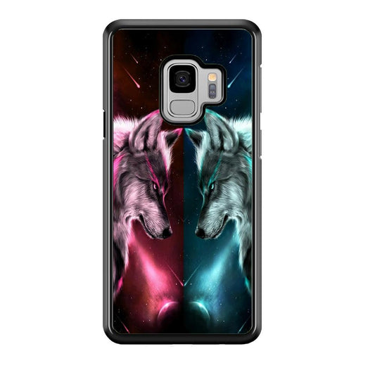 Two Wolf Red Blue Galaxy Samsung Galaxy S9 Case-Plastic / Full Wrap (3D Case)-Xtracase
