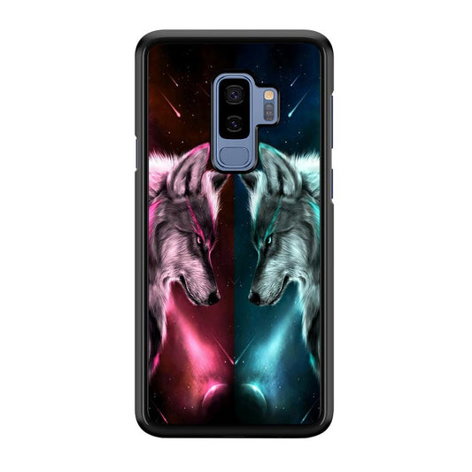 Two Wolf Red Blue Galaxy Samsung Galaxy S9 Plus Case-Plastic / Full Wrap (3D Case)-Xtracase