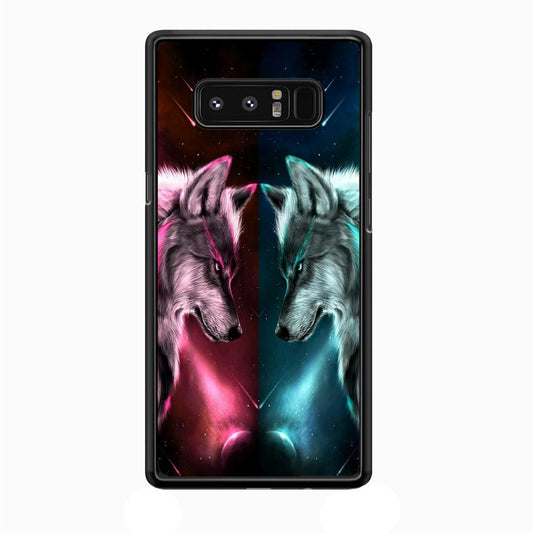 Two Wolf Red Blue Galaxy Samsung Galaxy Note 8 Case-Plastic / Full Wrap (3D Case)-Xtracase