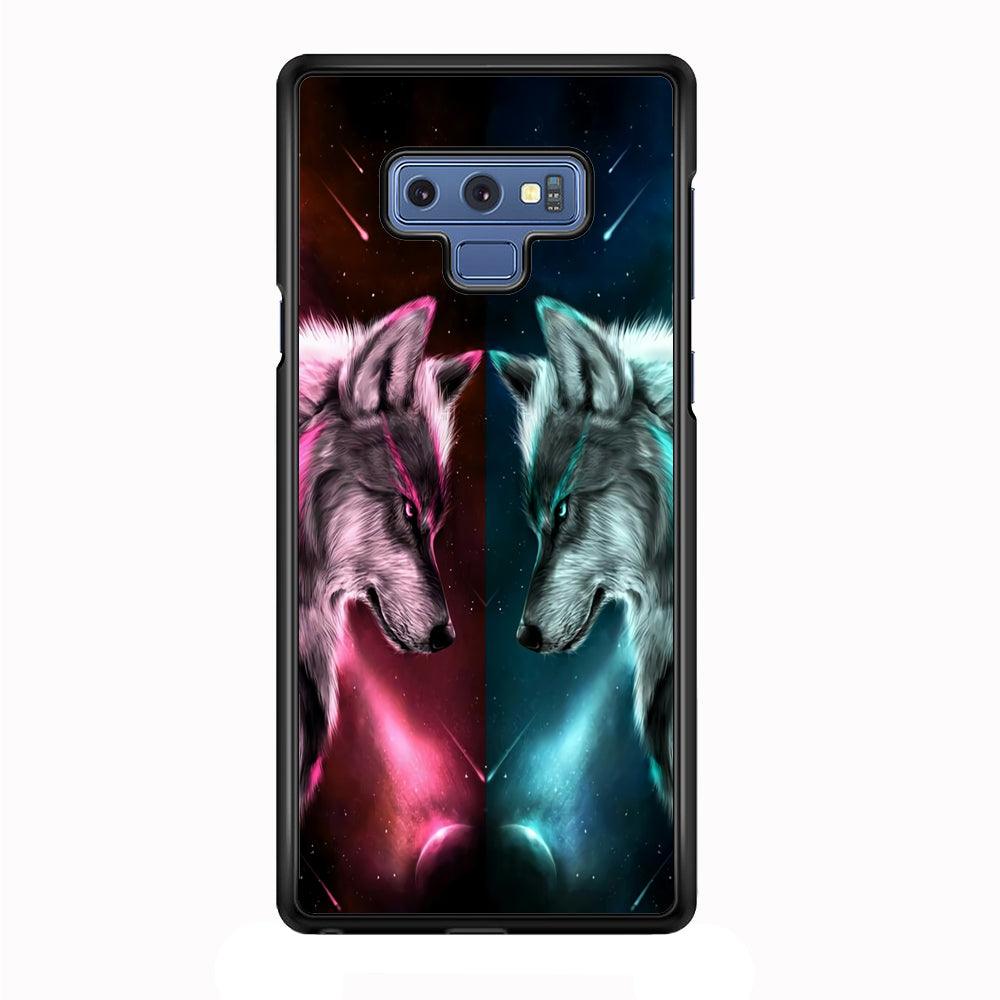 Two Wolf Red Blue Galaxy Samsung Galaxy Note 9 Case-Plastic / Full Wrap (3D Case)-Xtracase
