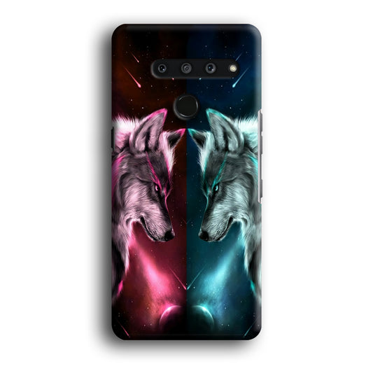 Two Wolf Red Blue Galaxy LG V50 3D Case
