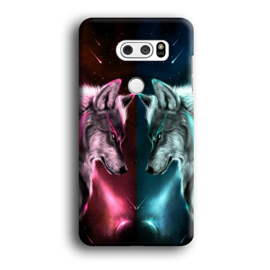 Two Wolf Red Blue Galaxy LG V30 3D Case
