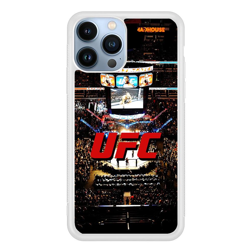 UFC Ring Background iPhone 13 Pro Max Case-Rubber / White (2D Case)-Xtracase