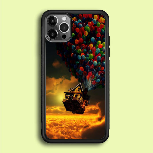 UP Flying House Sunset iPhone 12 Pro Case-Rubber / Black (2D Case)-Xtracase