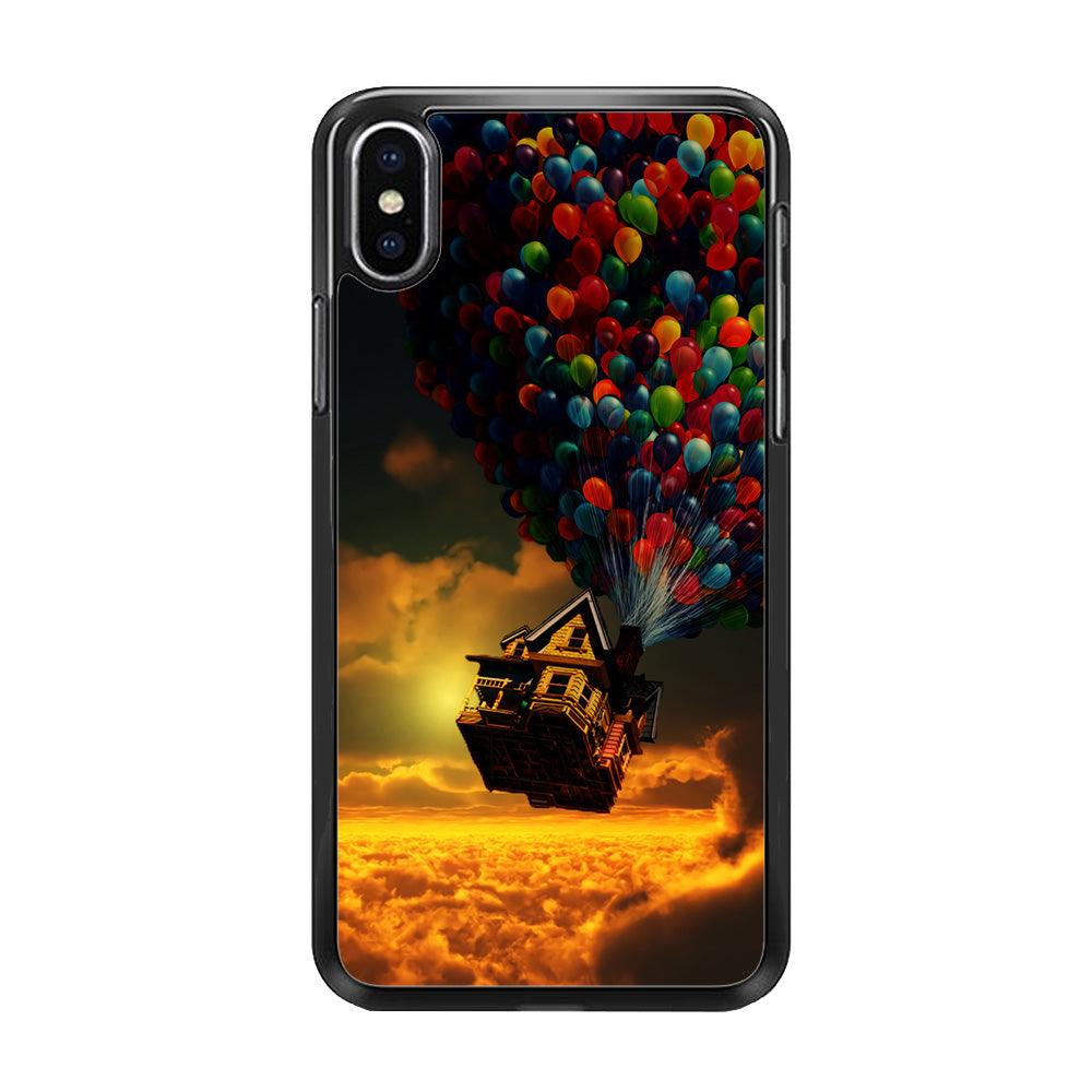 UP Flying House Sunset iPhone Xs Case-Rubber / Black (2D Case)-Xtracase
