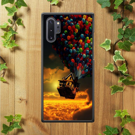 UP Flying House Sunset Samsung Galaxy Note 10 Plus Case-Rubber / White (2D Case)-Xtracase