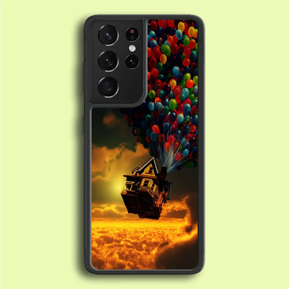 UP Flying House Sunset Samsung Galaxy S21 Ultra Case-Rubber / White (2D Case)-Xtracase