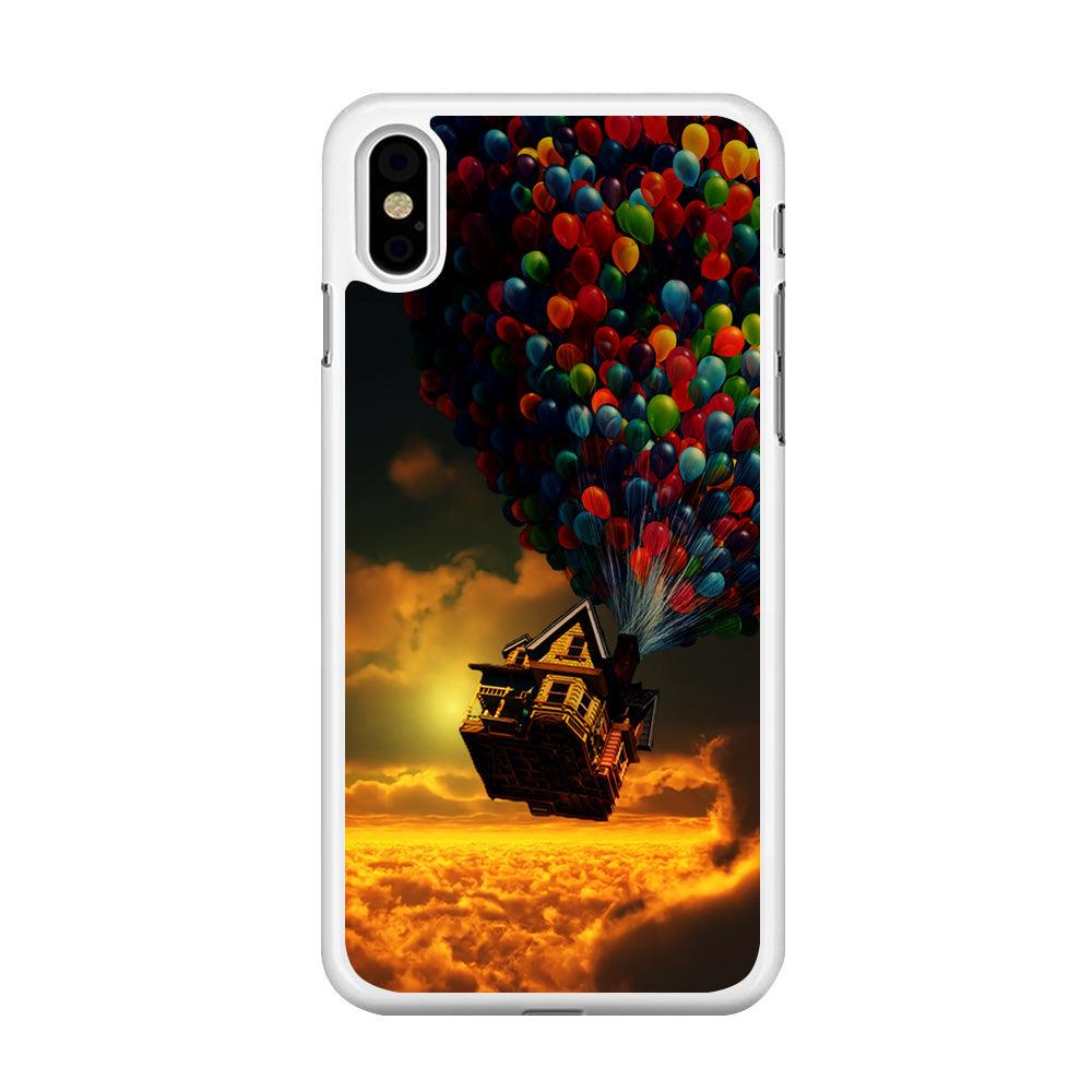 UP Flying House Sunset iPhone Xs Case-Rubber / White (2D Case)-Xtracase