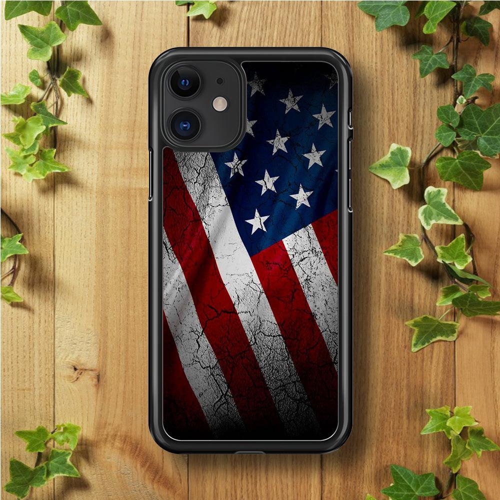 USA Flag 001 iPhone 11 Case-Rubber / Black (2D Case)-Xtracase