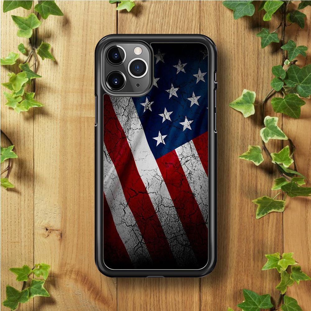 USA Flag 001 iPhone 11 Pro Case-Rubber / Black (2D Case)-Xtracase
