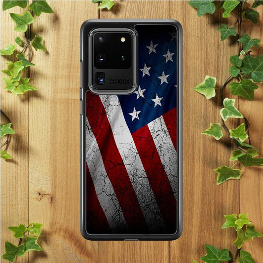 USA Flag 001 Samsung Galaxy S20 Ultra Case-Rubber / Black (2D Case)-Xtracase
