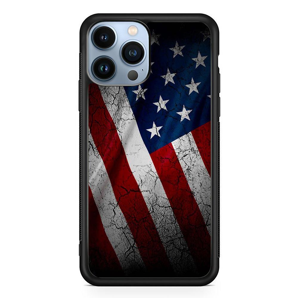 USA Flag 001 iPhone 13 Pro Max Case-Rubber / Black (2D Case)-Xtracase