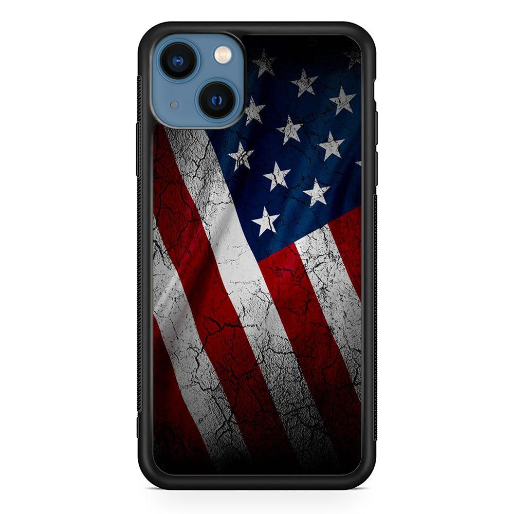 USA Flag 001 iPhone 13 Mini Case-Rubber / Black (2D Case)-Xtracase
