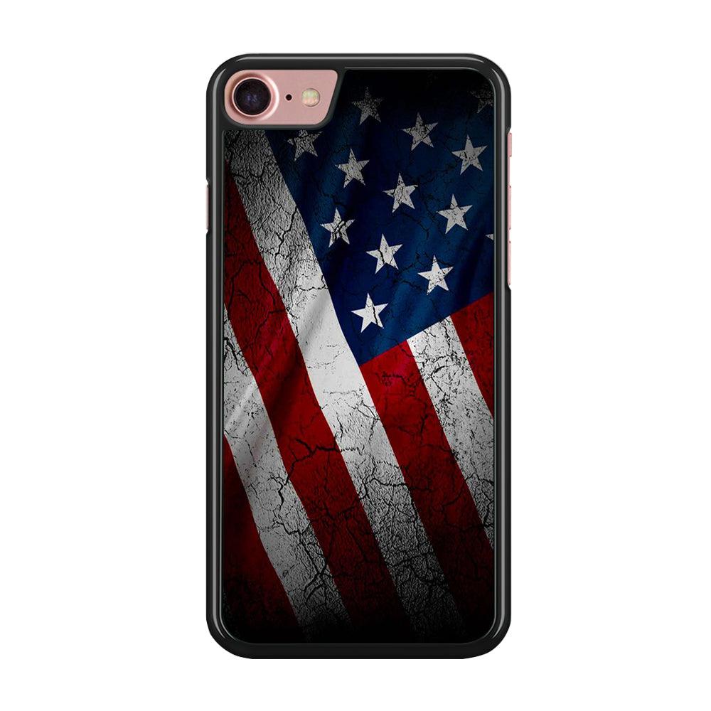 USA Flag 001 iPhone SE 2020 Case-Rubber / Black (2D Case)-Xtracase